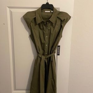 Khaki green shirt dress